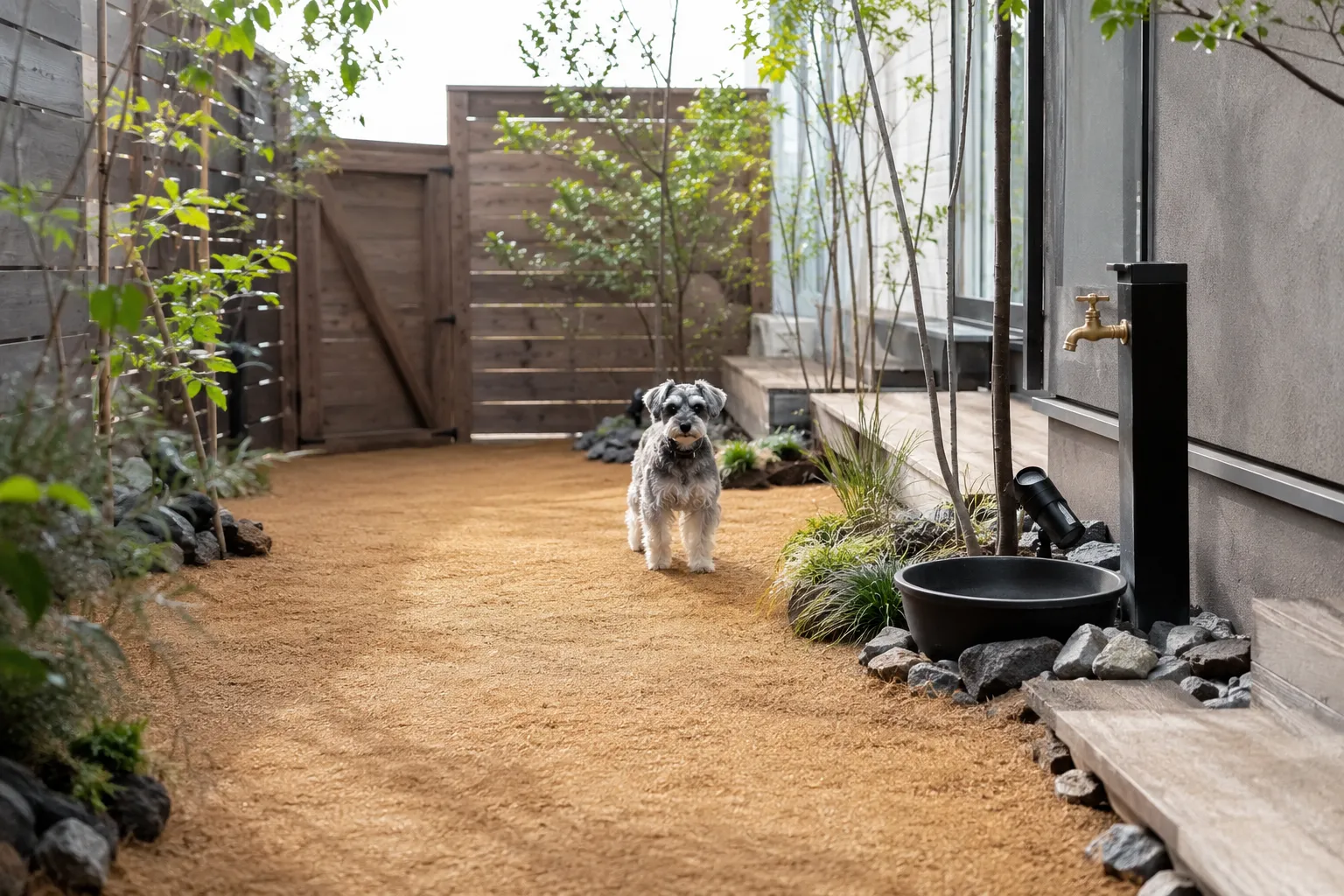 コイヤーグラウンドと植栽を組み合わせた庭