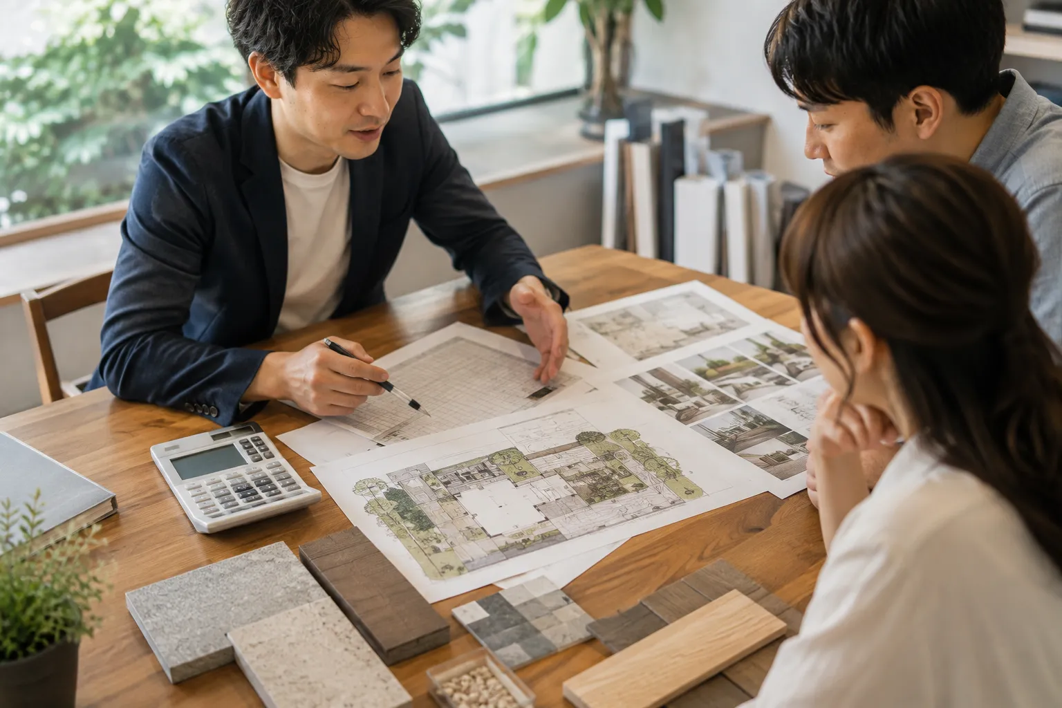 外構工事の見積もりを比較する様子